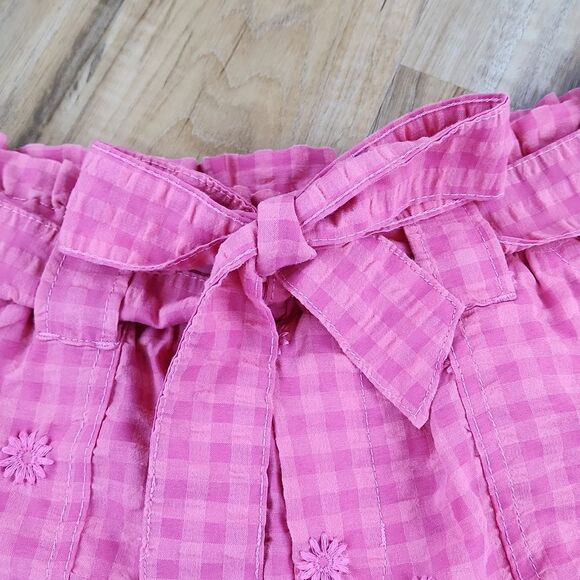 ☔️🔹️NWT Pink Plaid w/Embroidered Lace Floral Print Size 6/28 - Picture 5 of 11